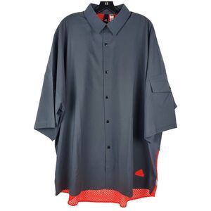 ADIDAS Shirt MCE Q2 Mens Large Gray Button Up PRShirt Golf Activewear Mesh Lined